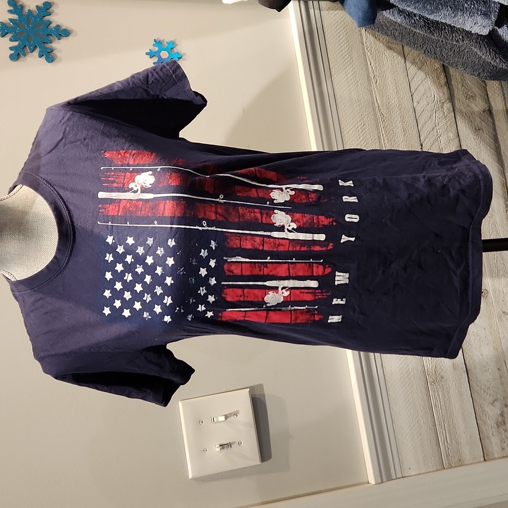 EUC Robin Ruth American Flag New York Women's sz S 100% cotton tshirt
